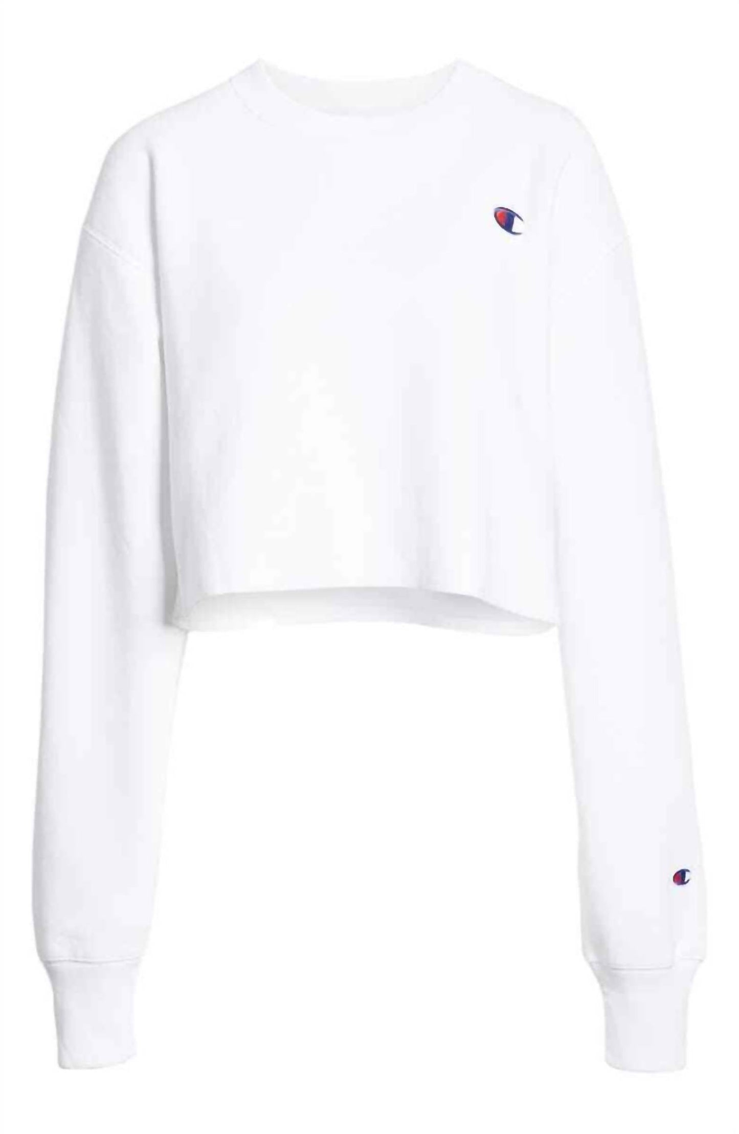 Champion - Reverse Weave Cropped Cut Off Crew Raw Hem Sweatshirt