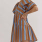 Entro - Mixed Line Print V-Neck Mini Dress
