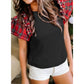 1 The Woman - Plaid Pearl-embellished Ruffle Sleeves Top