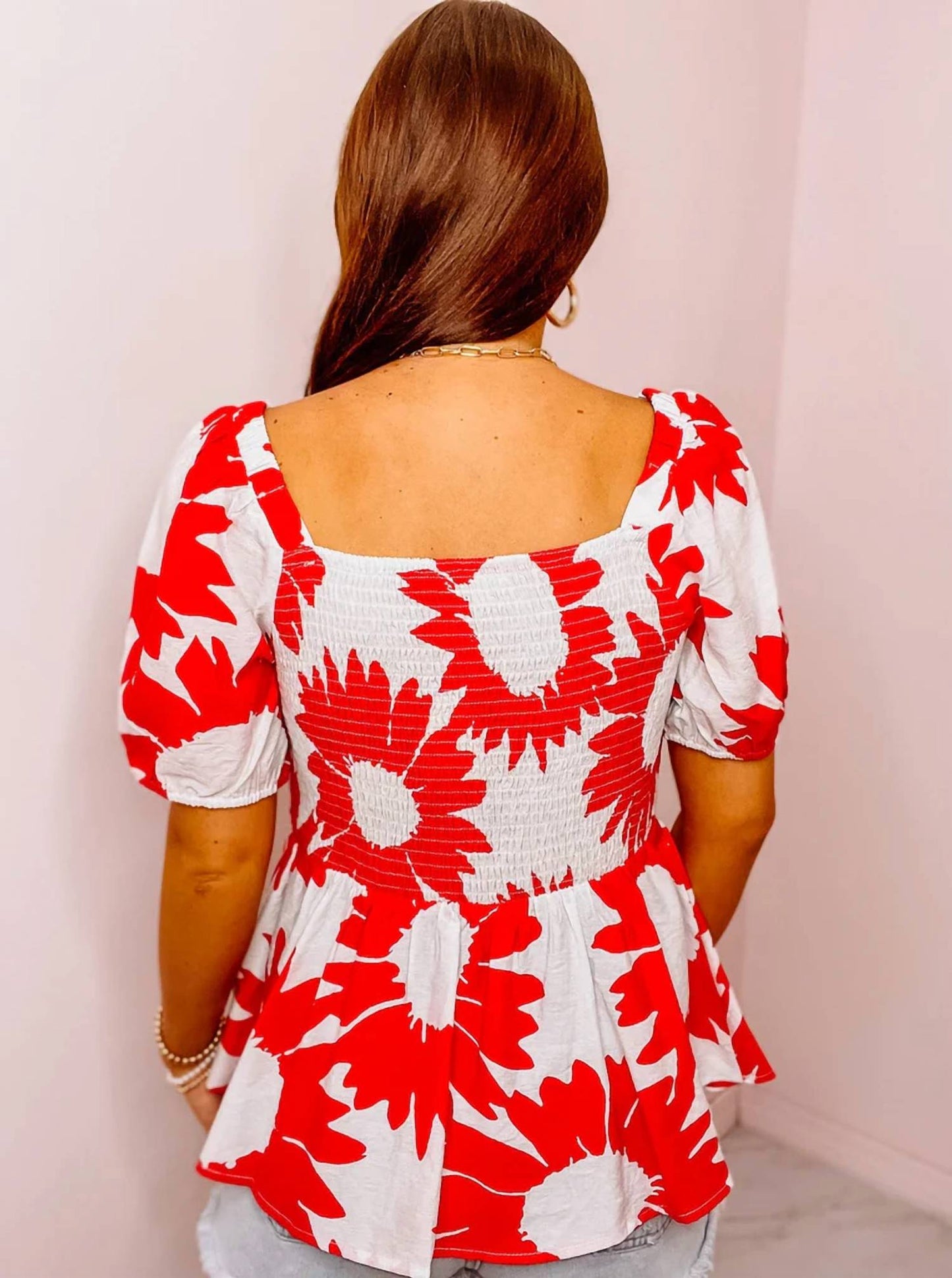 Jodifl - Flower Print Baby Doll Top