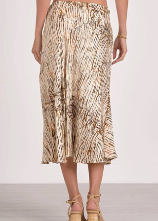 Elan - Sahara Printed Side Slit Midi Skirt