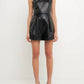 Endless Rose - Faux Leather One Shoulder Romper