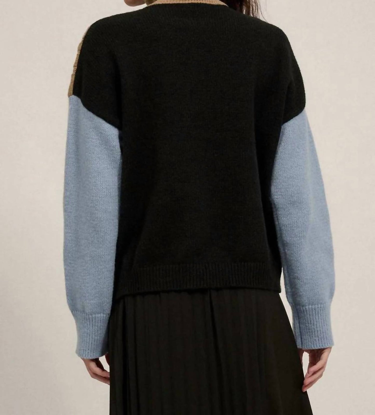 Promesa - Color Block Turtle Neck Cable Knit Sweater