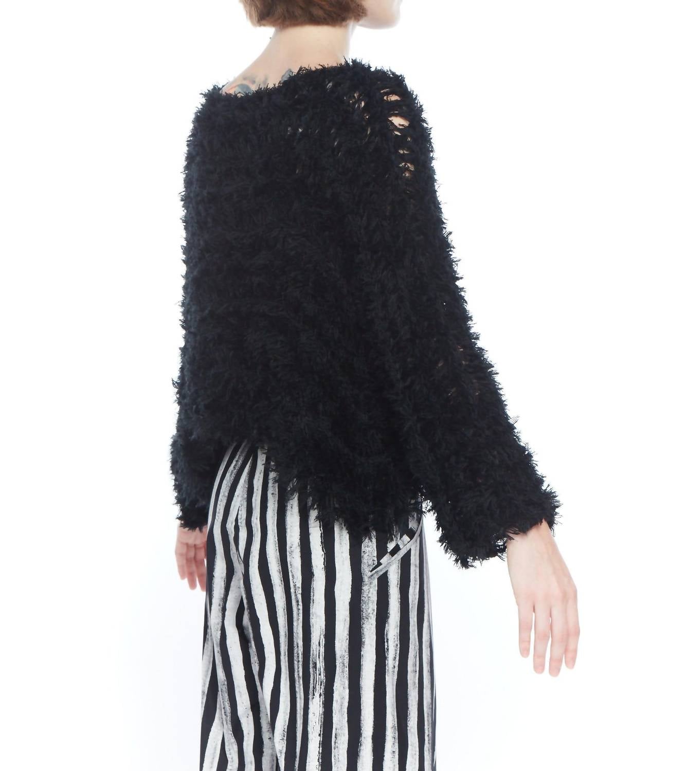 Matthildur - Forest Hand-knit Cotton Fur Sweater