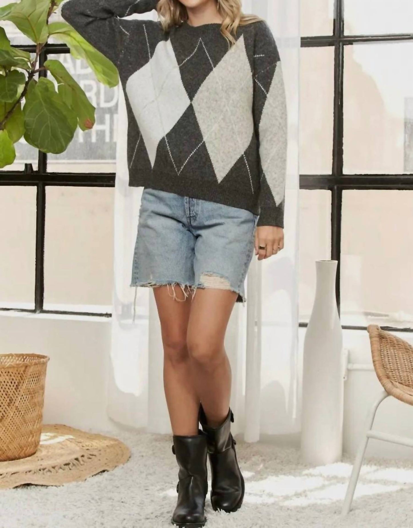 Adora - Diamond Print Knit Sweater