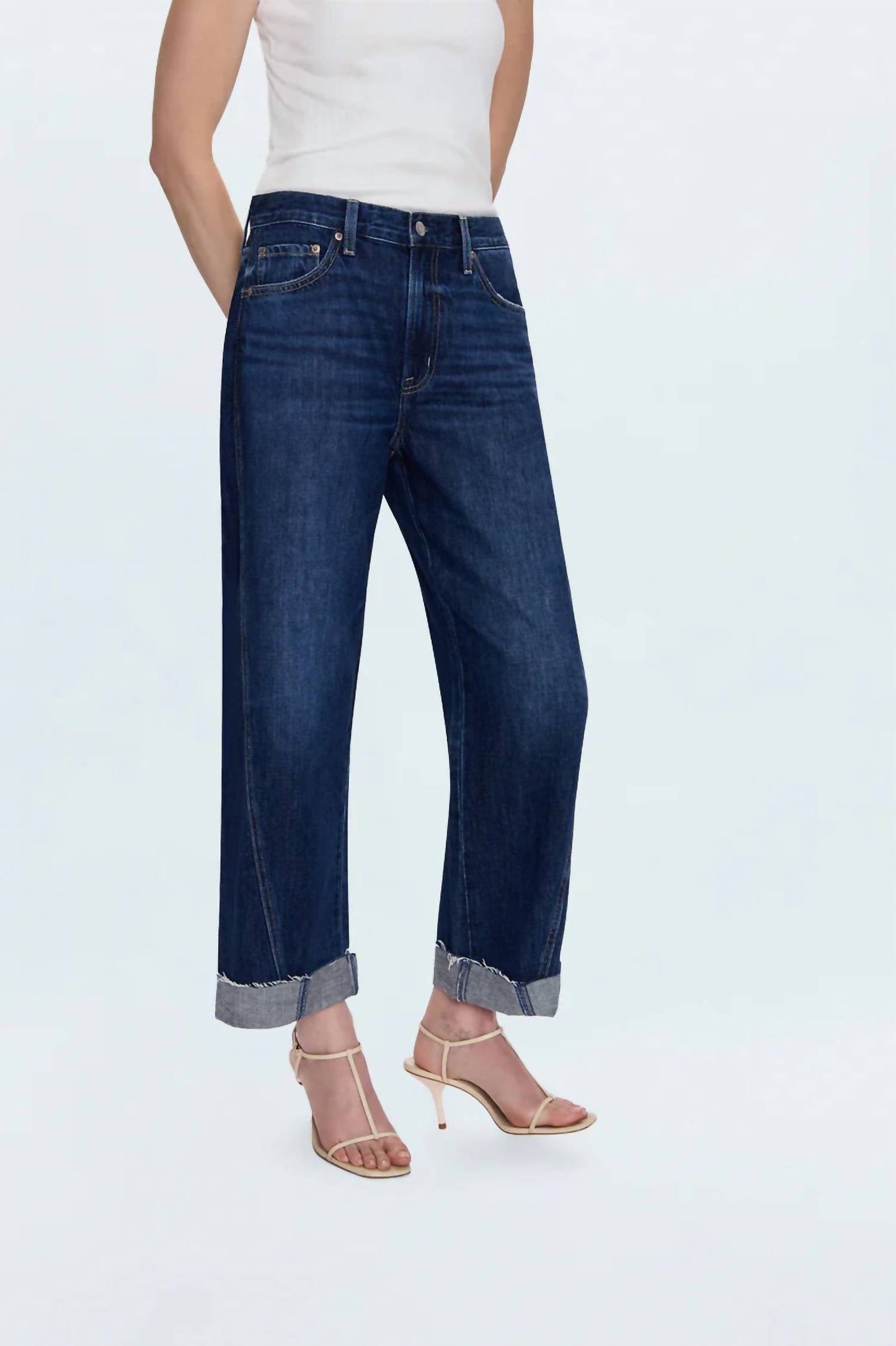 Pistola - Kacey Mid Rise Cuffed Straight Jeans