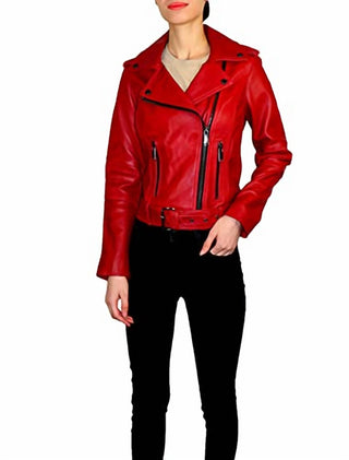 Michael Kors - Moto Belted Zip Up Leather Jacket