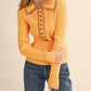 &Merci - Collared Ribbed Sweater With Contrast Stitch
