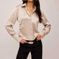Fifteen Twenty - Tawnie Side-pleat Satin Shirt
