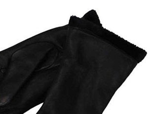 Charter Club Women's Faux Fur Lined Leather Gloves Black Size Regular