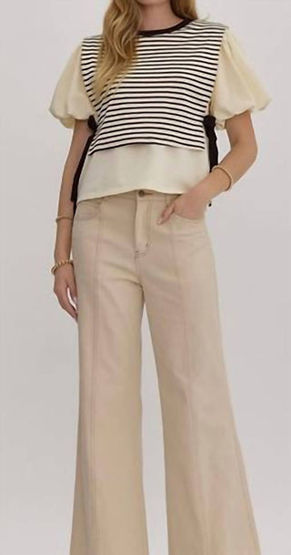 Entro - Side Tie Striped Top