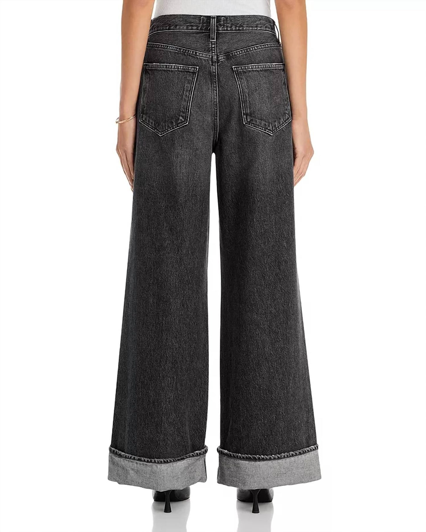 Agolde - Dame High Rise Wide Leg Cuffed Jeans