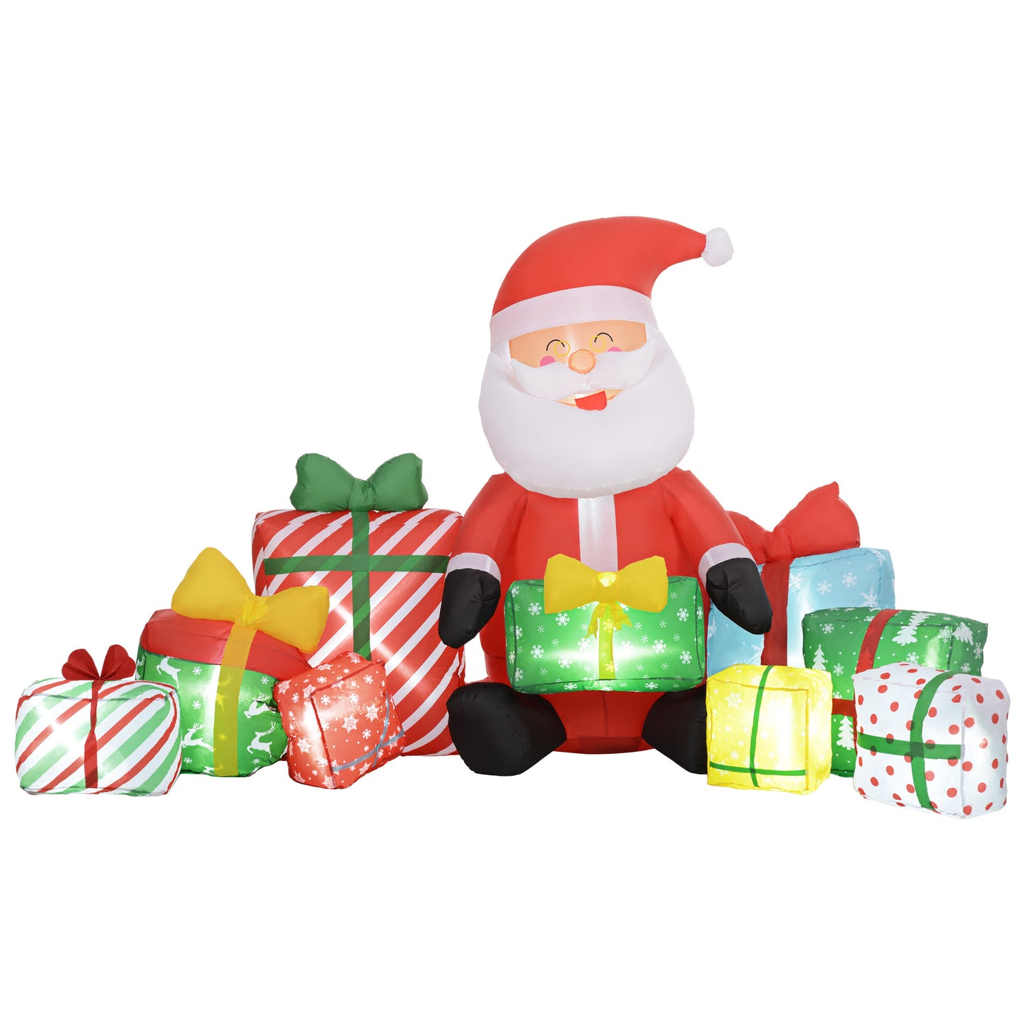 Multicolor Inflatable Santa Claus with Gift Boxes – Outdoor Christmas Decoration