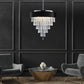 18-inch Modern Crystal Chandelier with Black Velvet Shade