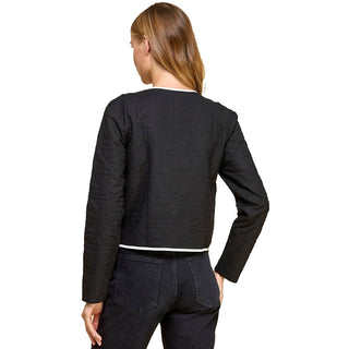 Tcec - Quilted Long Sleeve Accented Bow Jacket