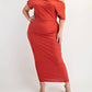 The Curve La - Plus Size Ribbed Knit Off Shoulder Knit Midi Dress