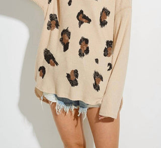 Phil Love - Waffle Knit Leopard Top
