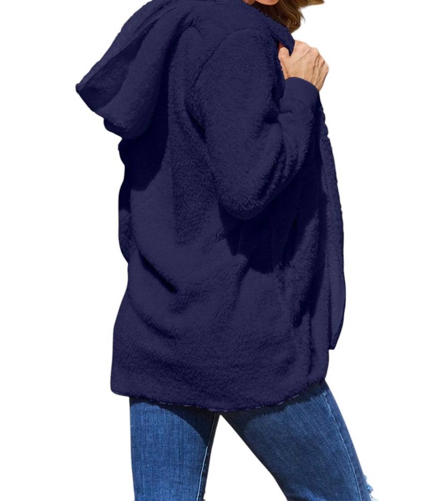 Double Take - Full Size Teddy Hooded Jacket with Pockets