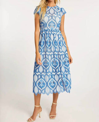 Caballero - Raquel White French Blue Lace Dress