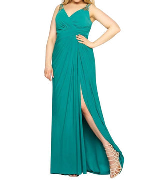 Mac Duggal - Grecian-Inspired Sleeveless Jersey Prom Dress - Plus