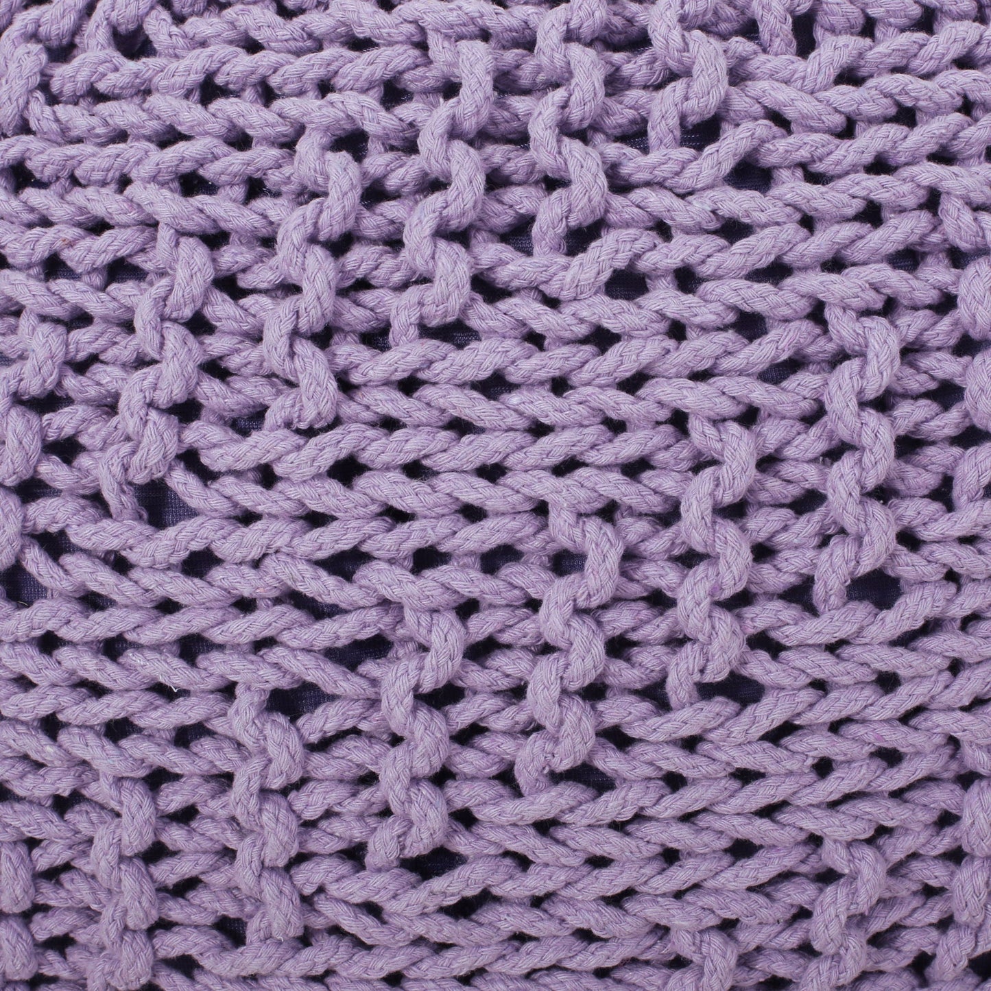 Bordeaux Knitted Cotton Round Pouf Ottoman