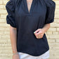 Elan - V-neck Top With Bubble Sleeve