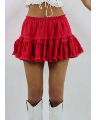 Lena - Lace Trim Detail Flare Mini Skirt