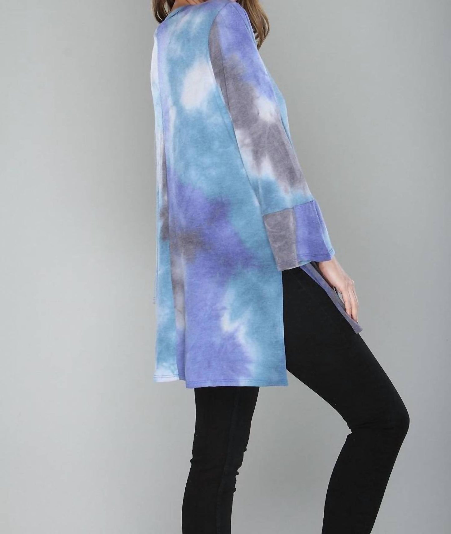 Crepas - Ruffle Sleeve Tie Dye Tunic