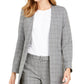 Calvin Klein Women's Collarless Plaid Topper Jacket Gray Size 14