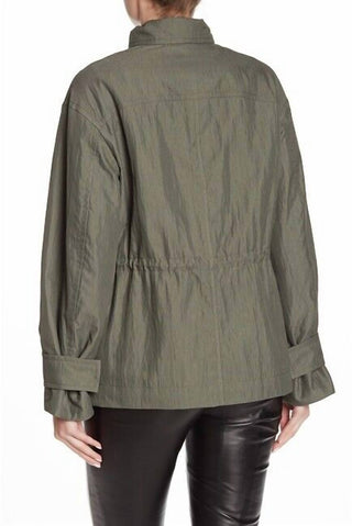 Vince - Army Green Jacket Drawstring Waist Anorak Flap Pockets