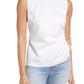 Women's Sleeveless Shirred Poplin Top - White