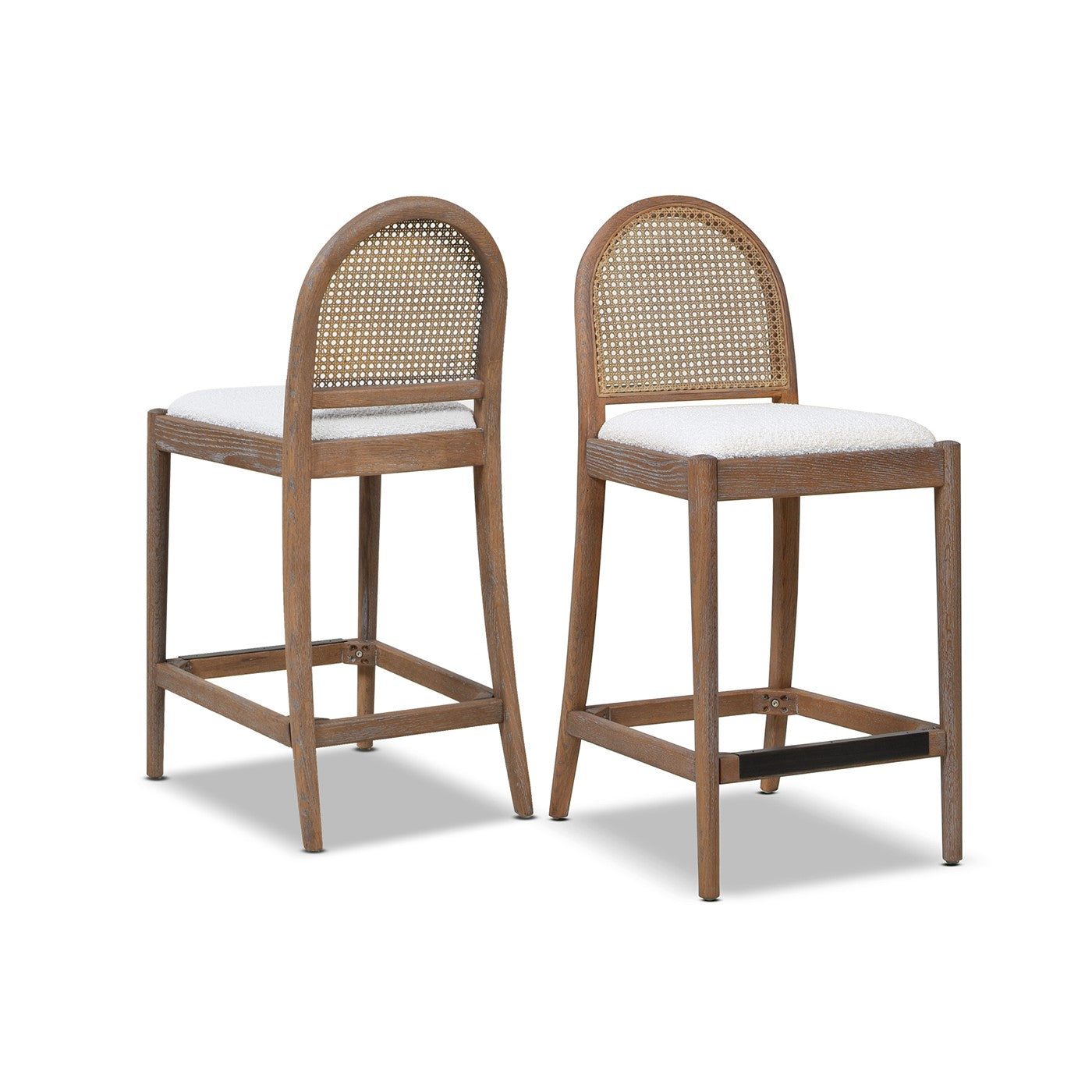 Arlin Upholstered Stool with Curved Back and Footrest - Set of 2