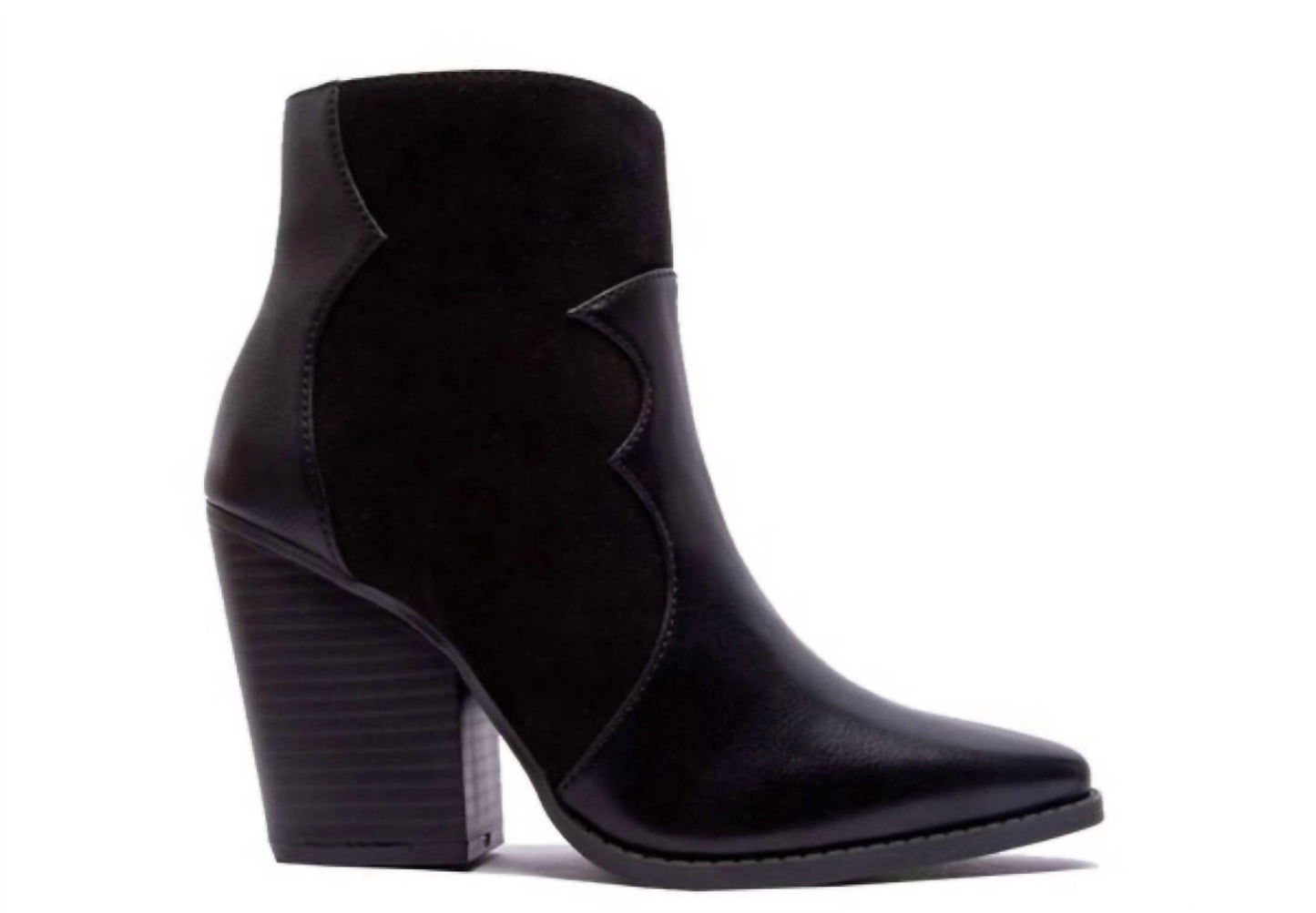 Qupid - Women's Western Chic Block Heel Booties