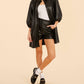 Dolce Cabo - Puff Sleeves Faux Leather Dress