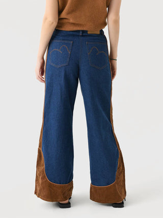 Farm Rio - Western denim wide low waisted pants