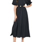 Entro - Sade Sides Cut-Outs Puff Sleeves Maxi Dress