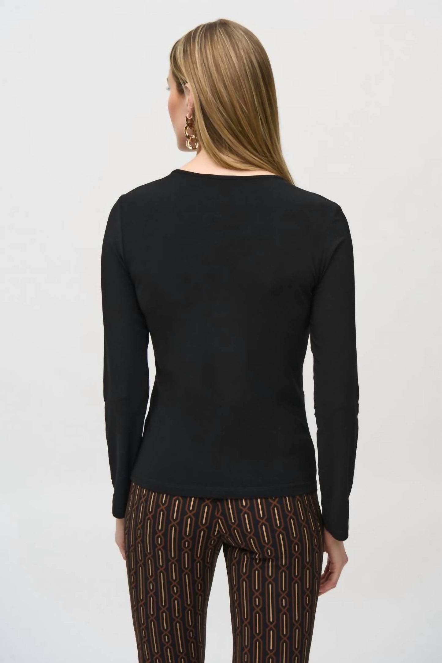 Joseph Ribkoff - Mesh Round Neck Long Sleeves Top