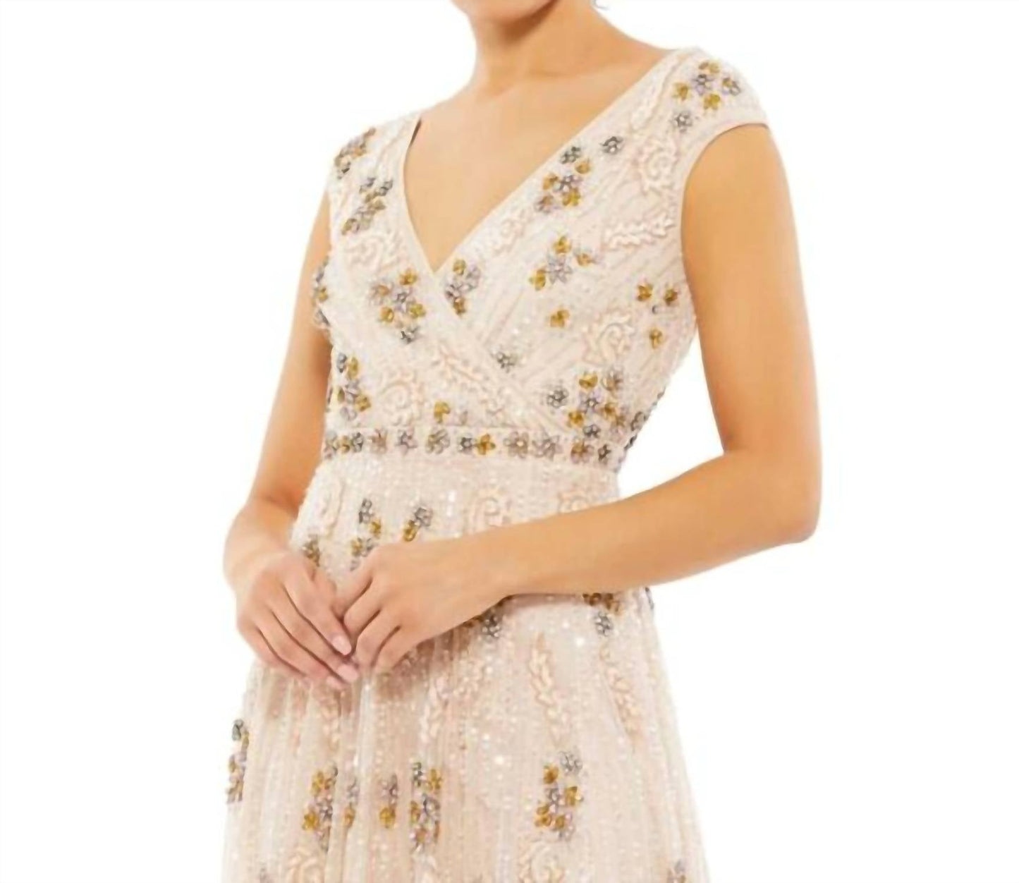 Mac Duggal - Cap Sleeve Embellished Dress