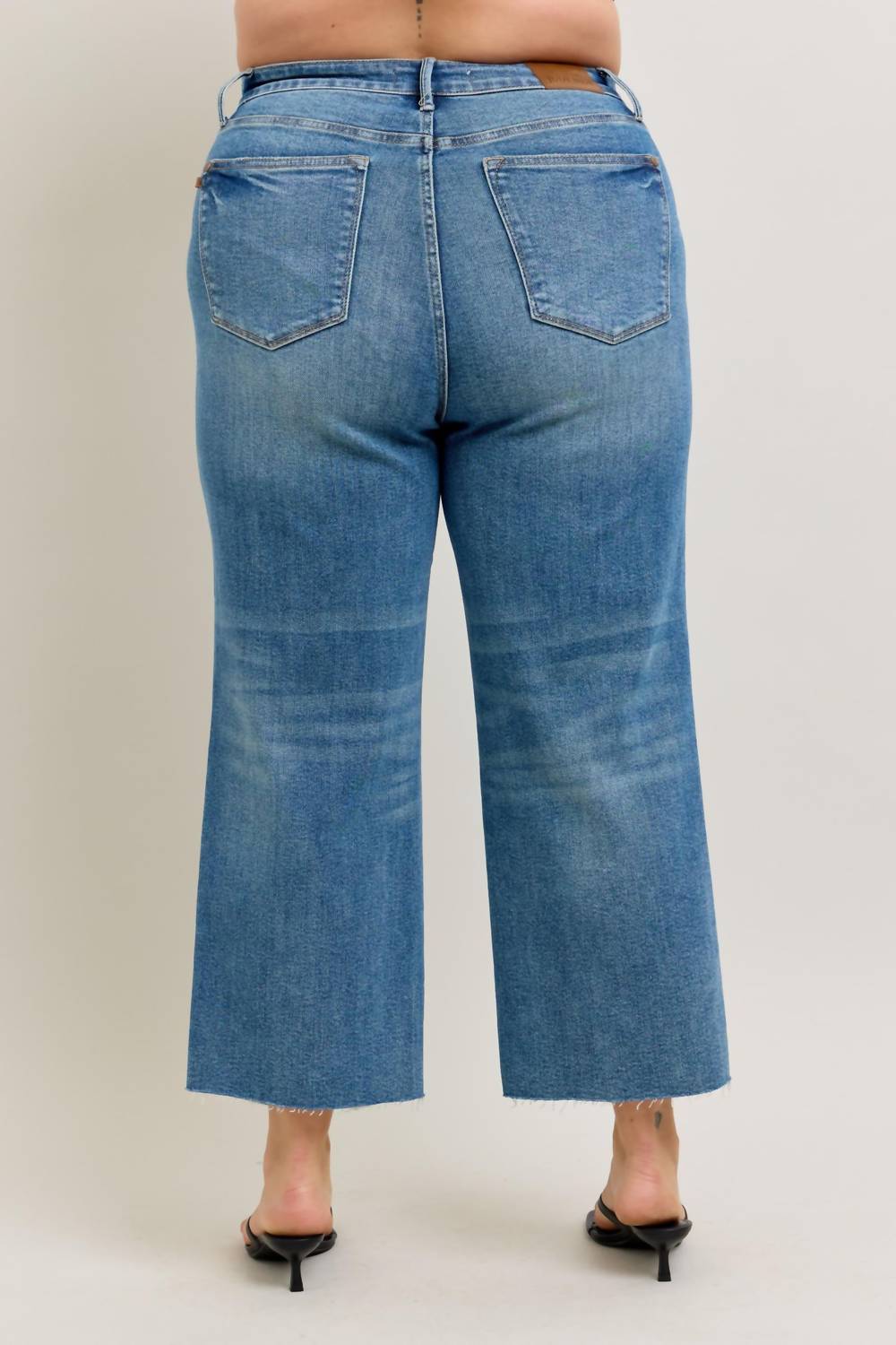 Judy Blue - High Rise Rigid Magic Destroy Hem Crop Wide Leg- Plus