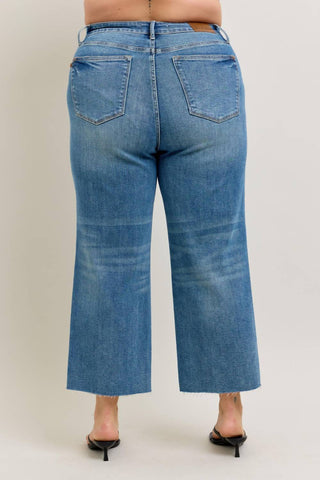 Judy Blue - High Rise Rigid Magic Destroy Hem Crop Wide Leg- Plus