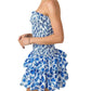 Baby Pink - Women's Printed Smocked Embroidered Mini Dress