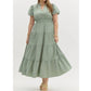 Entro - Amberlyn V-neck Bubble Sleeve Tiered Maxi Dress - Plus