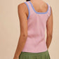 Anniewear - Contrast Striped Rib Henley Tank
