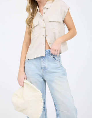 Blu Pepper - Short Sleeve Linen Button Down Shirt