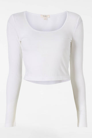 Bandier - Rivington Ribbed Long Sleeve Scoop Neck Crop Top