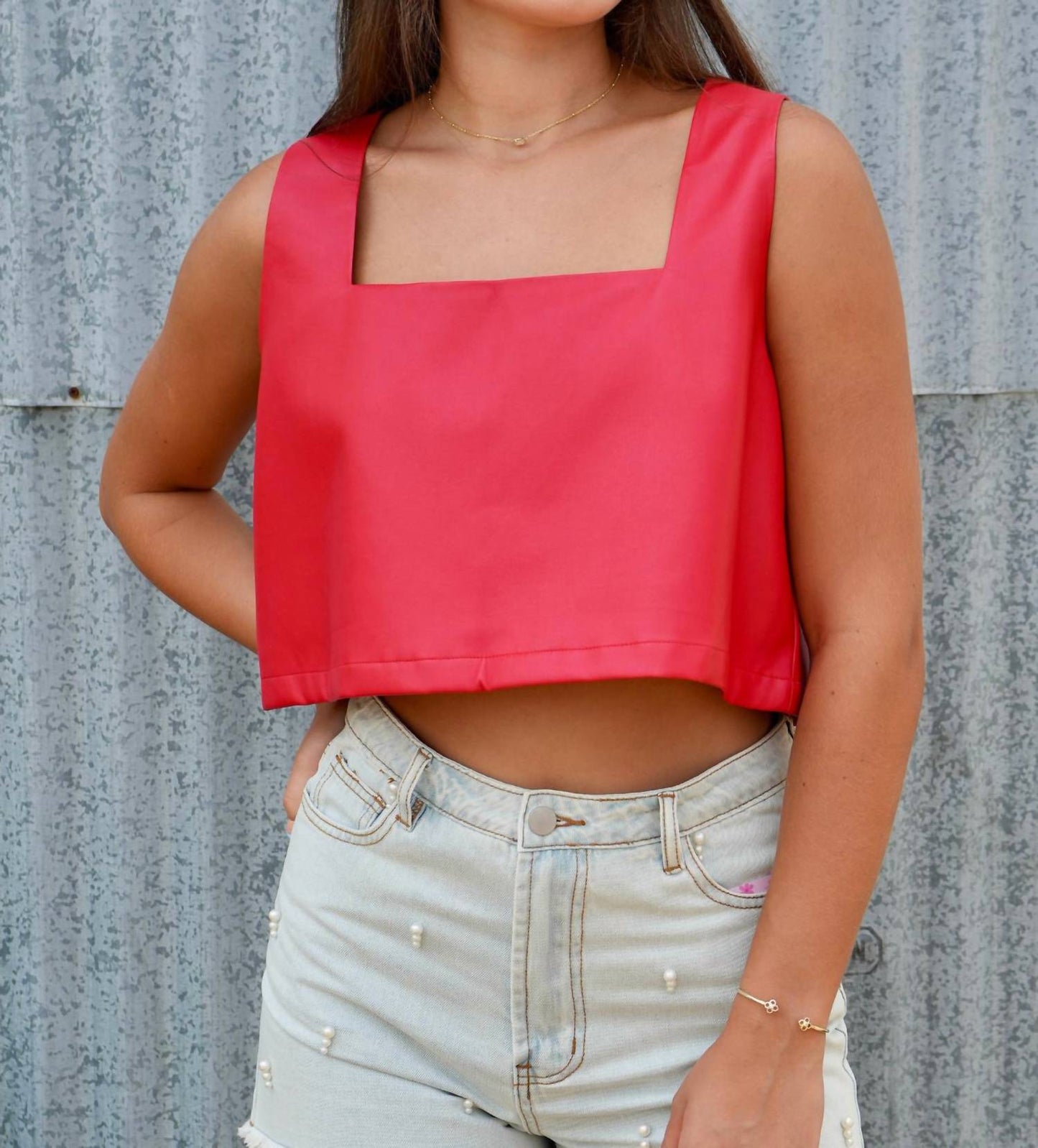 Buddylove - Manning Vegan Leather Cropped Tank Top