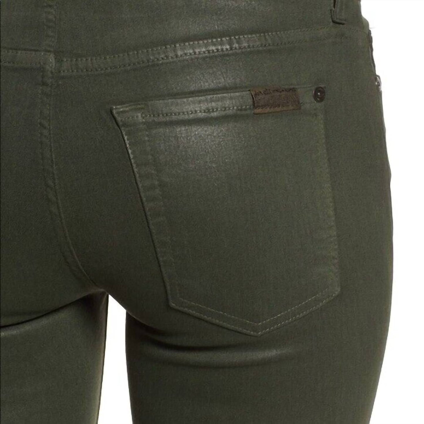 7 For All Mankind - The Skinny Ankle Coated Shiny Mid Rise Jean