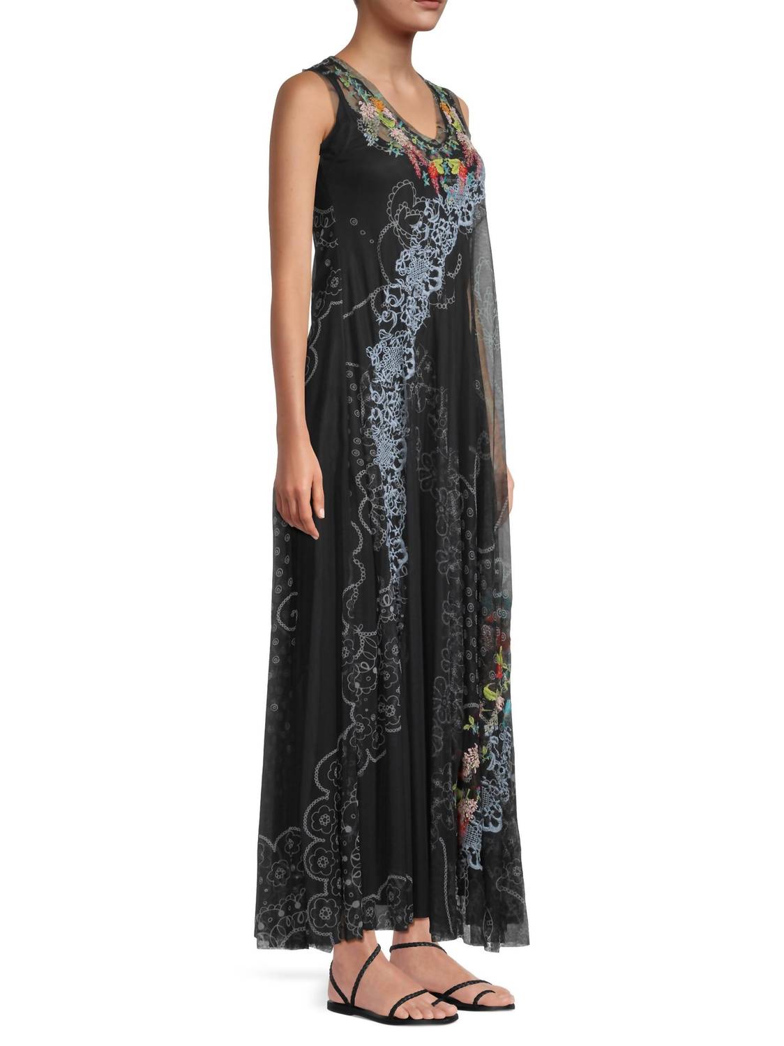 Johnny Was - Swing Lace Embroidered Mesh Maxi Dress