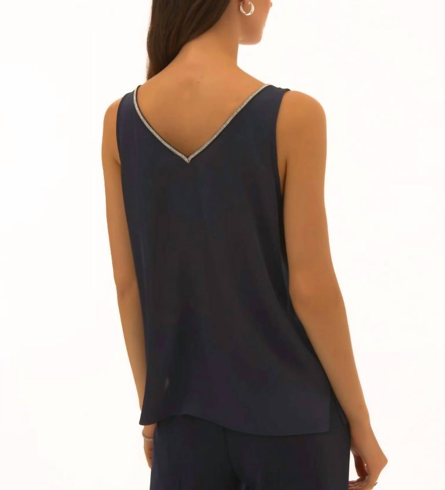 Joseph Ribkoff - Satin Sleeveless With Rhinestone Trim Top