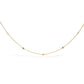 14K Yellow Gold Bezel Set Alternating Green Emerald and Diamond Station Necklace - 18" Inches